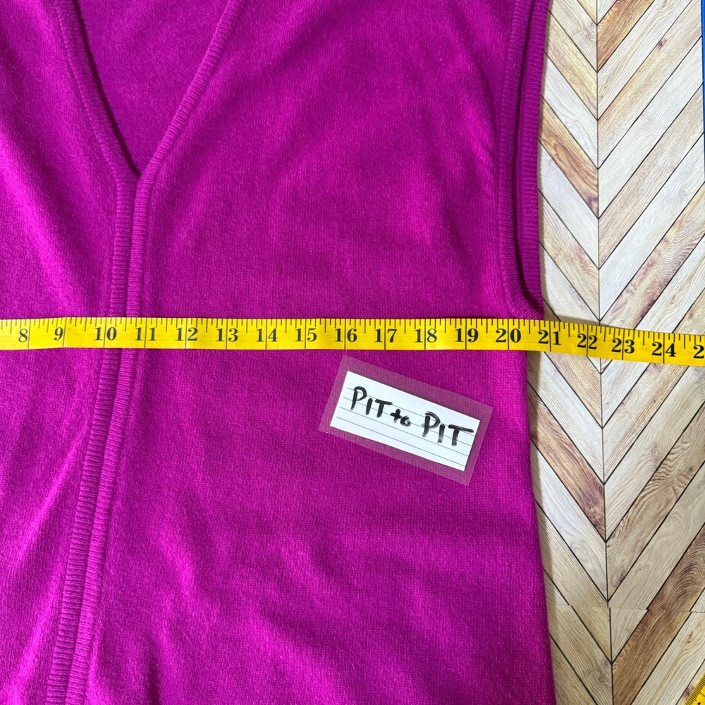 Vtg CHAUS V Neck Sweater Vest Womens S Purple Wool Angora Blend Italy Made Retro - Picture 7 of 7